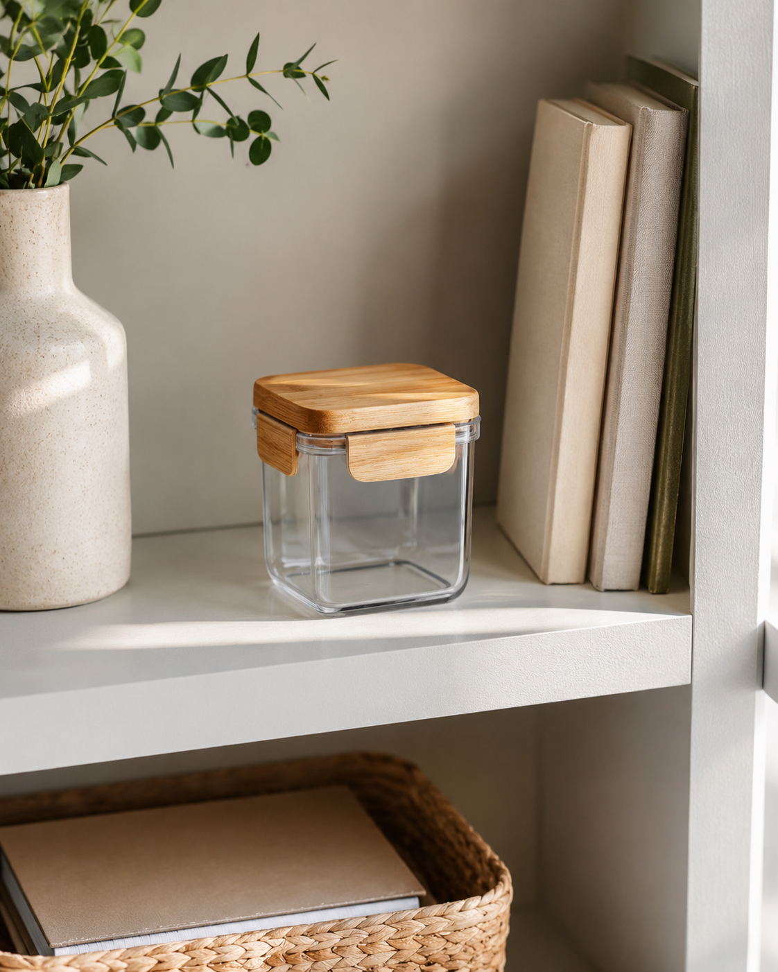 Clear Storage Jar with Airtight Bamboo Lid