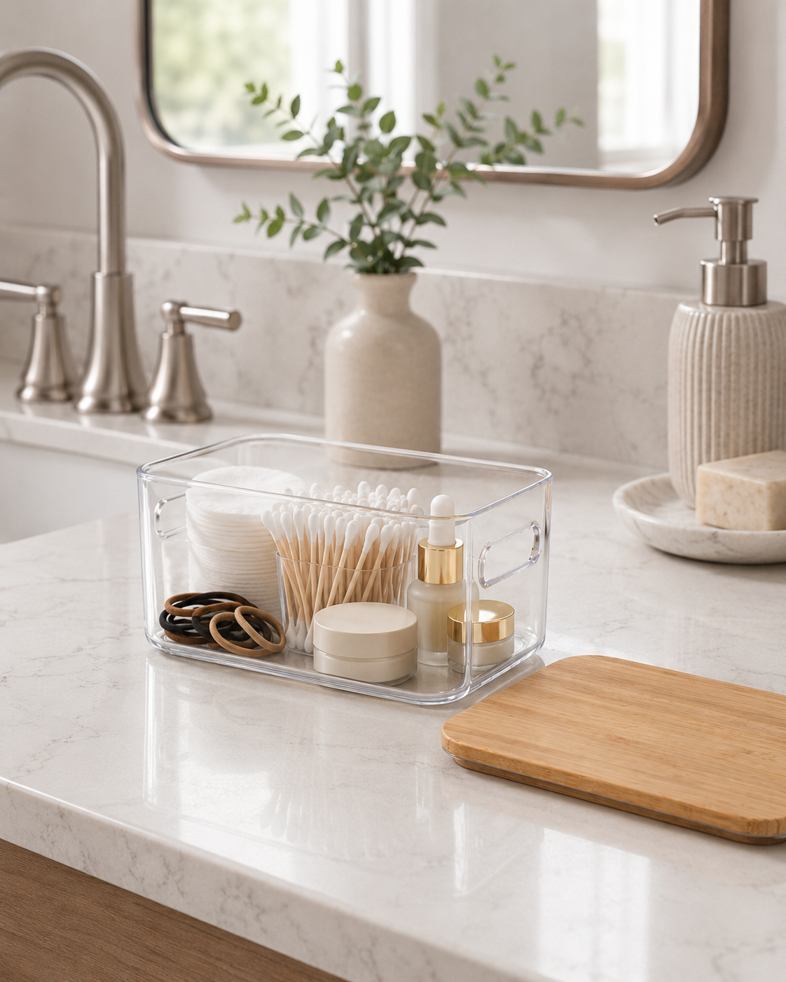 Clear storage box with bamboo lid