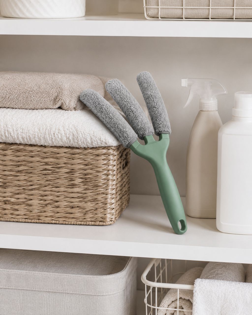 Three-pronged blind cleaning brush