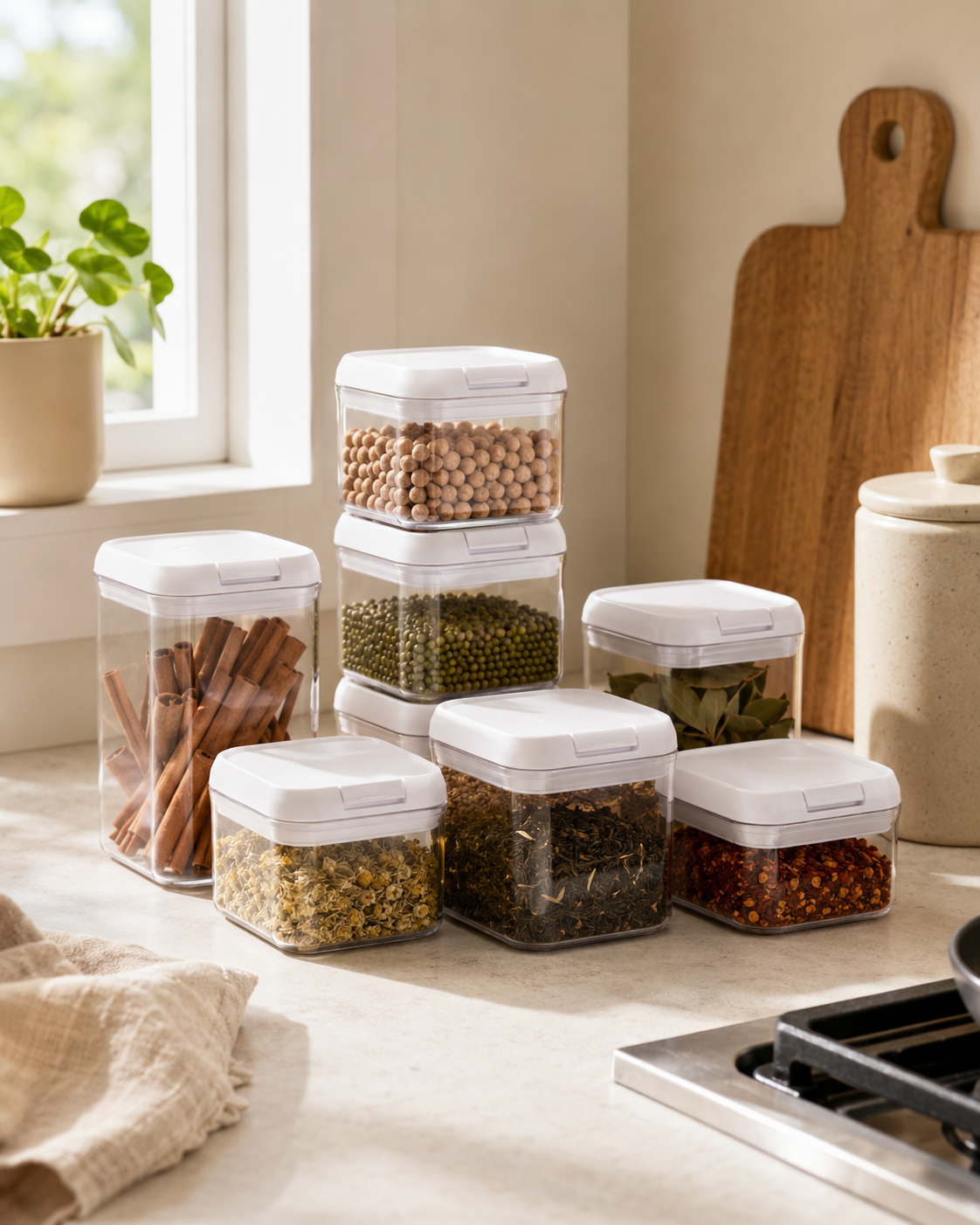 Clear storage container with a flip-top lid