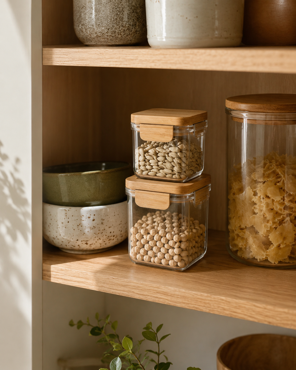 Clear Storage Jar with Airtight Bamboo Lid