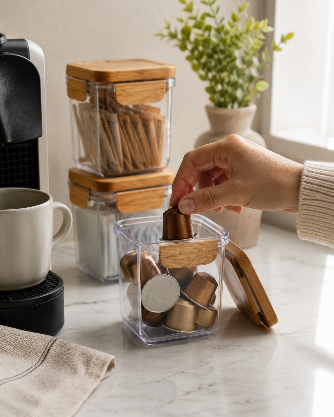 Clear Storage Jar with Airtight Bamboo Lid