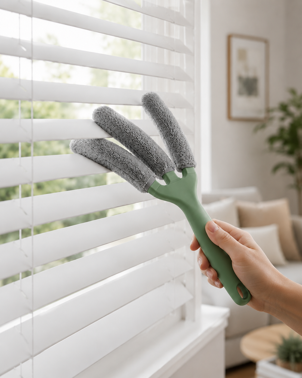 Three-pronged blind cleaning brush