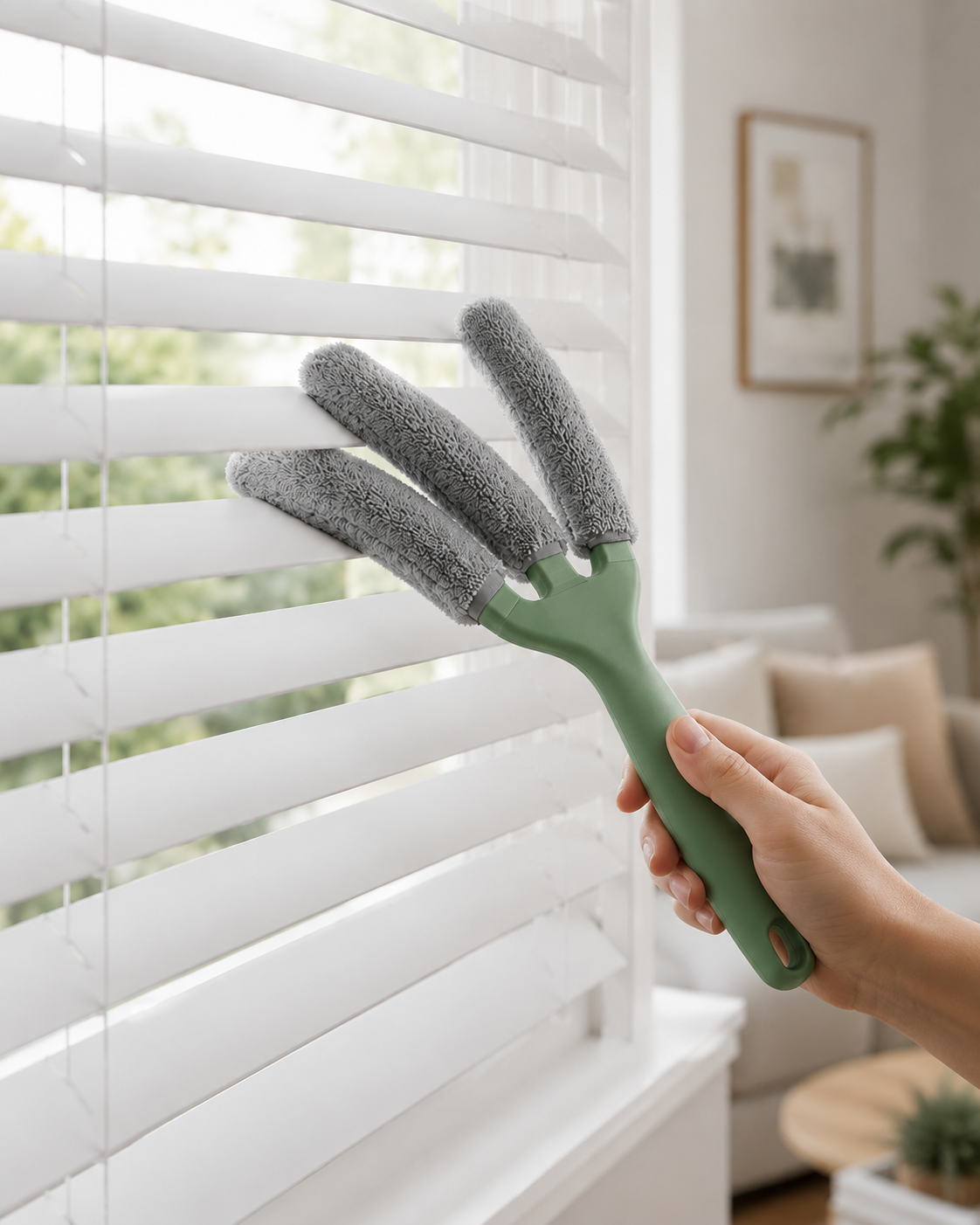 Three-pronged blind cleaning brush