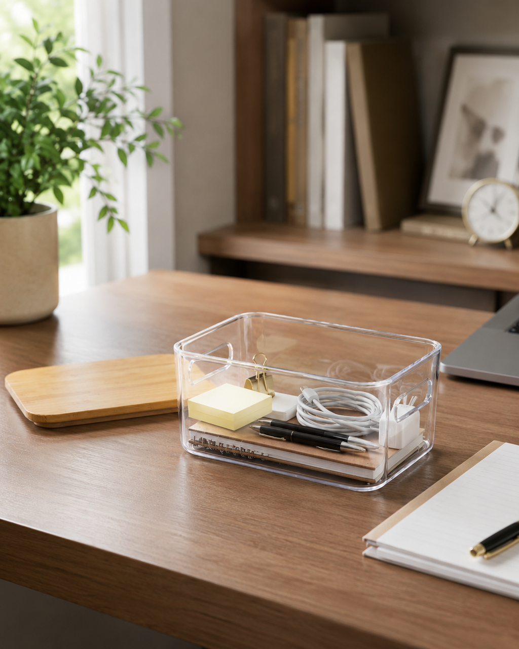 Clear storage box with bamboo lid