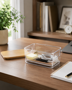 Clear storage box with bamboo lid