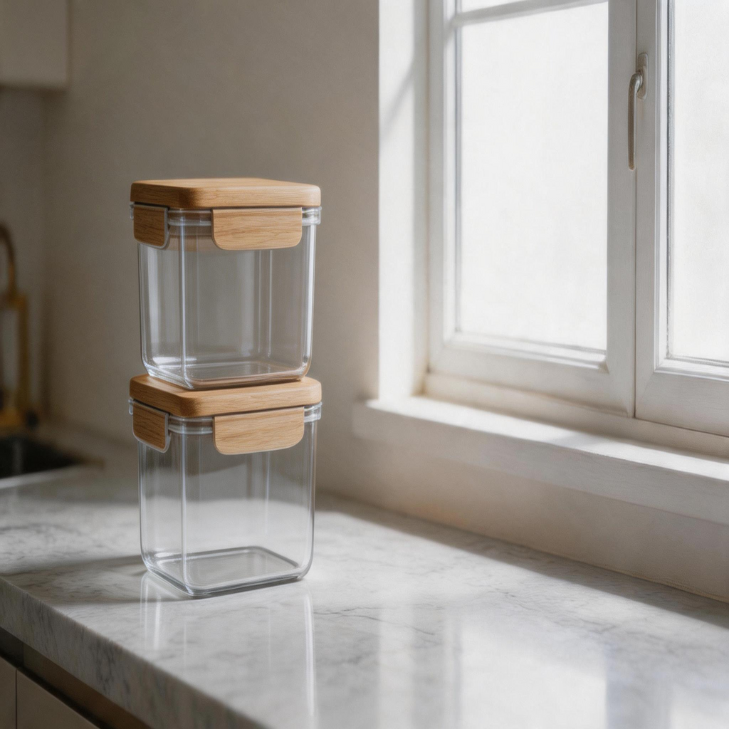 Clear Storage Jar with Airtight Bamboo Lid