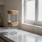 Clear Storage Jar with Airtight Bamboo Lid