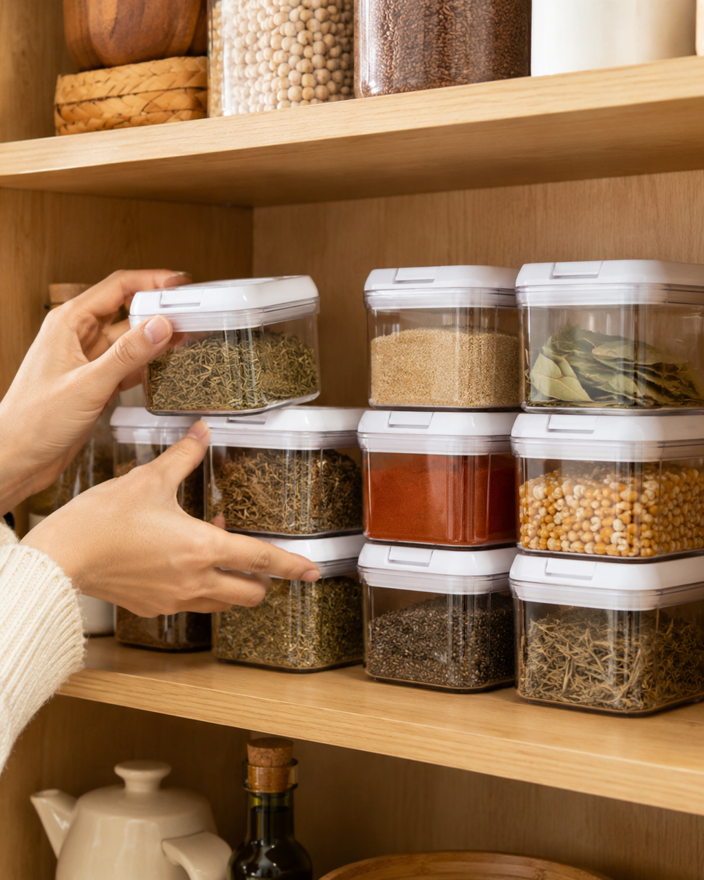 Clear storage container with a flip-top lid