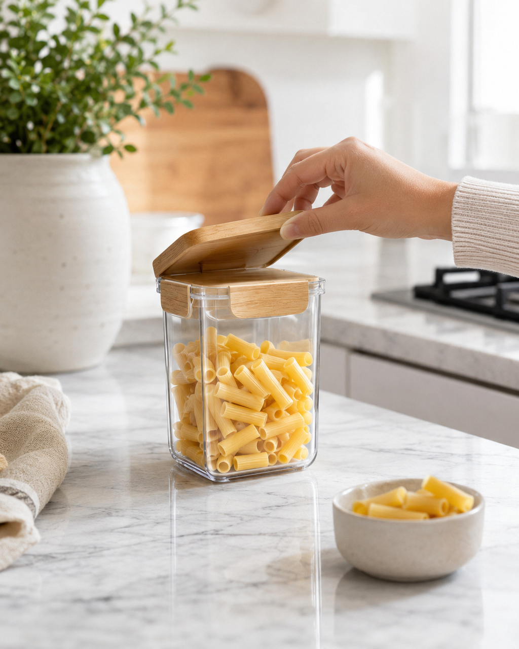 Clear Storage Jar with Airtight Bamboo Lid